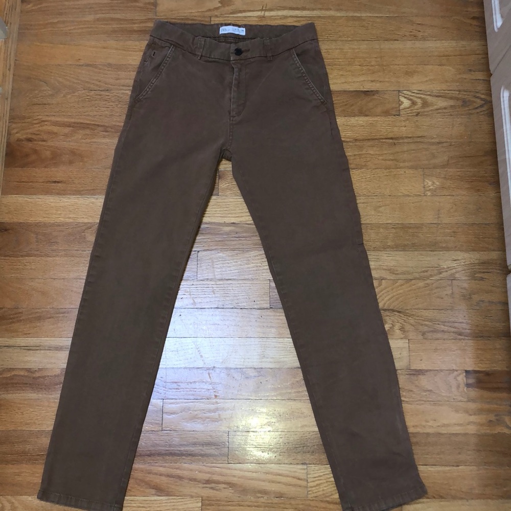 Zara Boys 13-14 Brown Chino slim cut pants